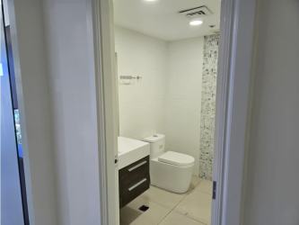 Office with floor-to-ceiling windows panoramic city skyline in Punta Pacifica Panama