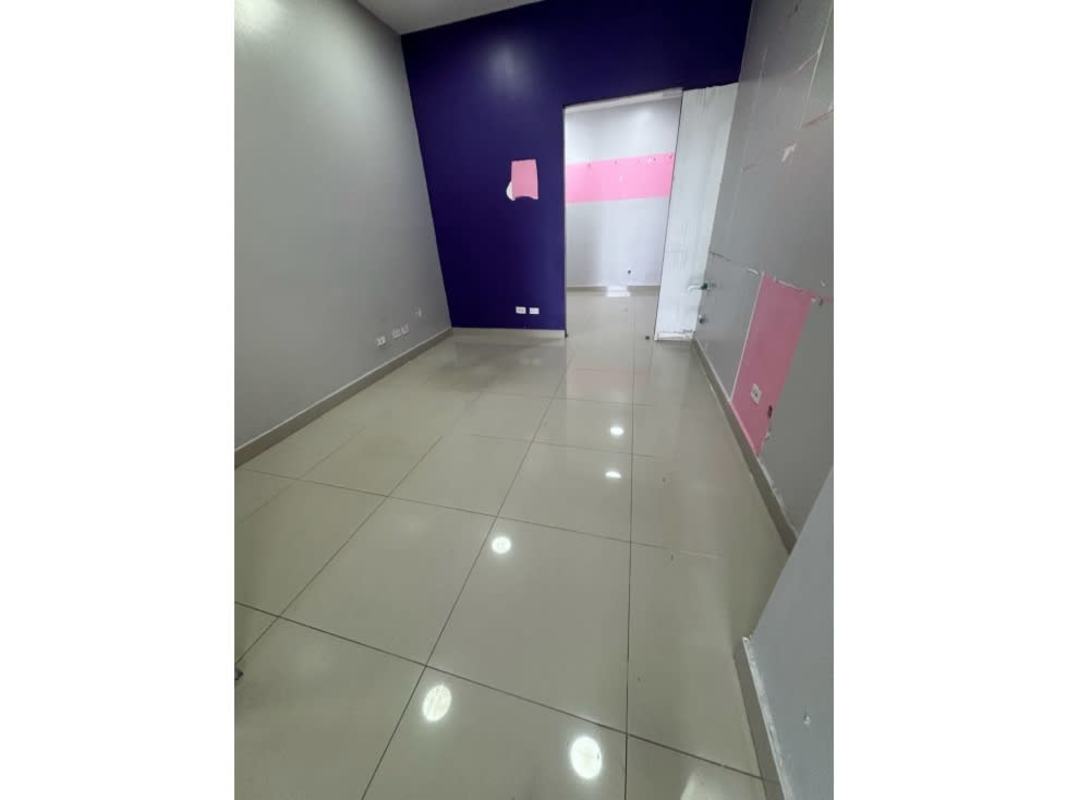 Modern commercial shop interior with accent wall tiles available for rent in Panama City