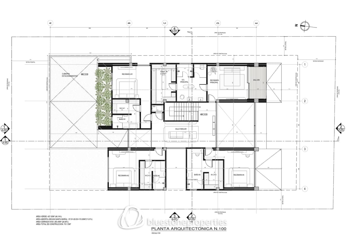 Floor plan blueprint of luxury villa with garden, pool, multiple rooms in Santa María Golf Panama