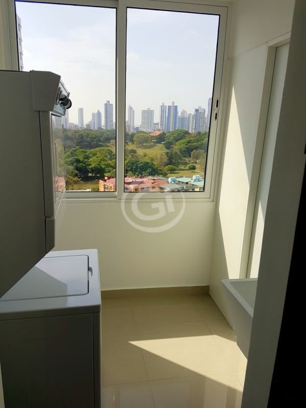 Modern bathroom with granite counter, step-in shower, vessel sink in apartment PH Taurus Tower Panama City