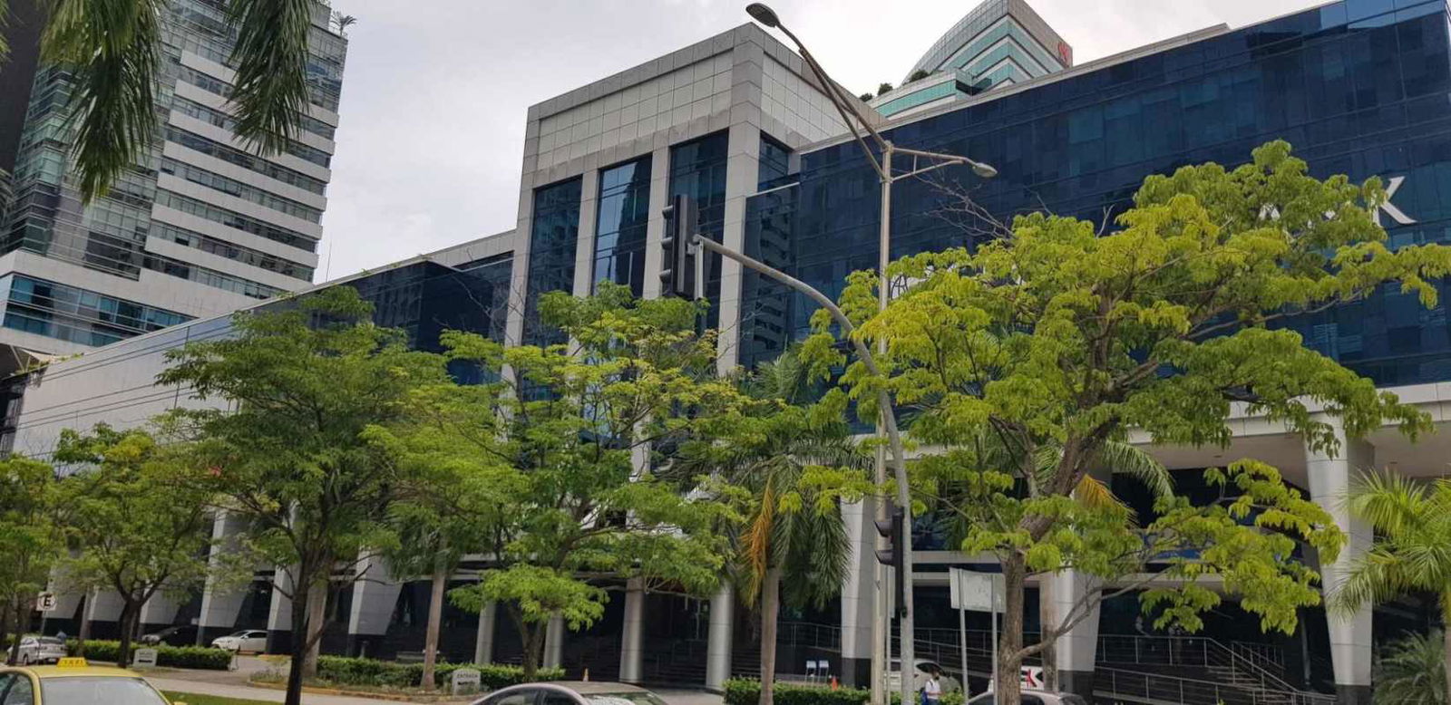 Private glass offices inside Costa del Este corporate tower Panama City