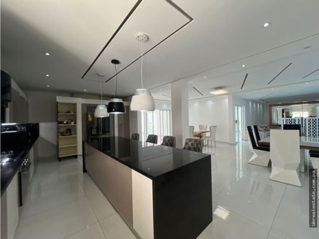 Open plan living room with marble floors and large windows luxury Costa del Este