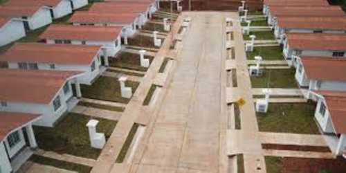 Aerial overview new housing development single-story houses Mendoza Sector La Chorrera Panama