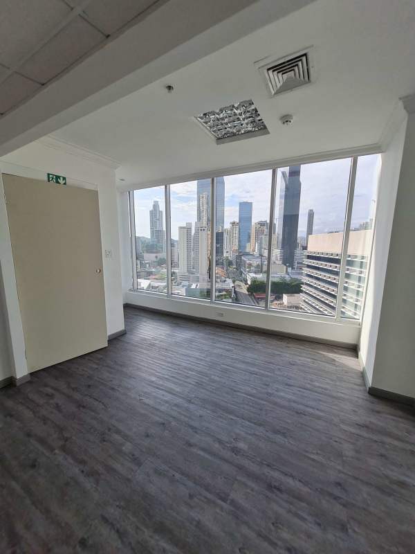 Bright empty office with city view windows at PH Ocean Business Plaza Torre Banesco Panama