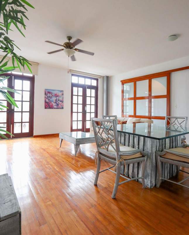 Bright dining area with French doors to balcony in PH Star & Herald Casco Viejo Panama