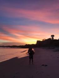 Beautiful pink sunset over the beach at La Ensenada San Carlos Panama