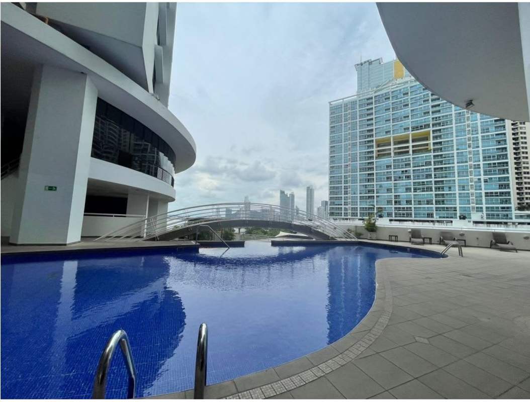 Elegant dining area with marble flooring and city skyline views in PH Los Delfines Panama City