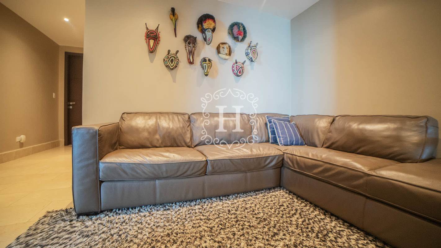 Elegant bathroom with high-end fixtures in luxury apartment at Grand Tower Punta Pacifica