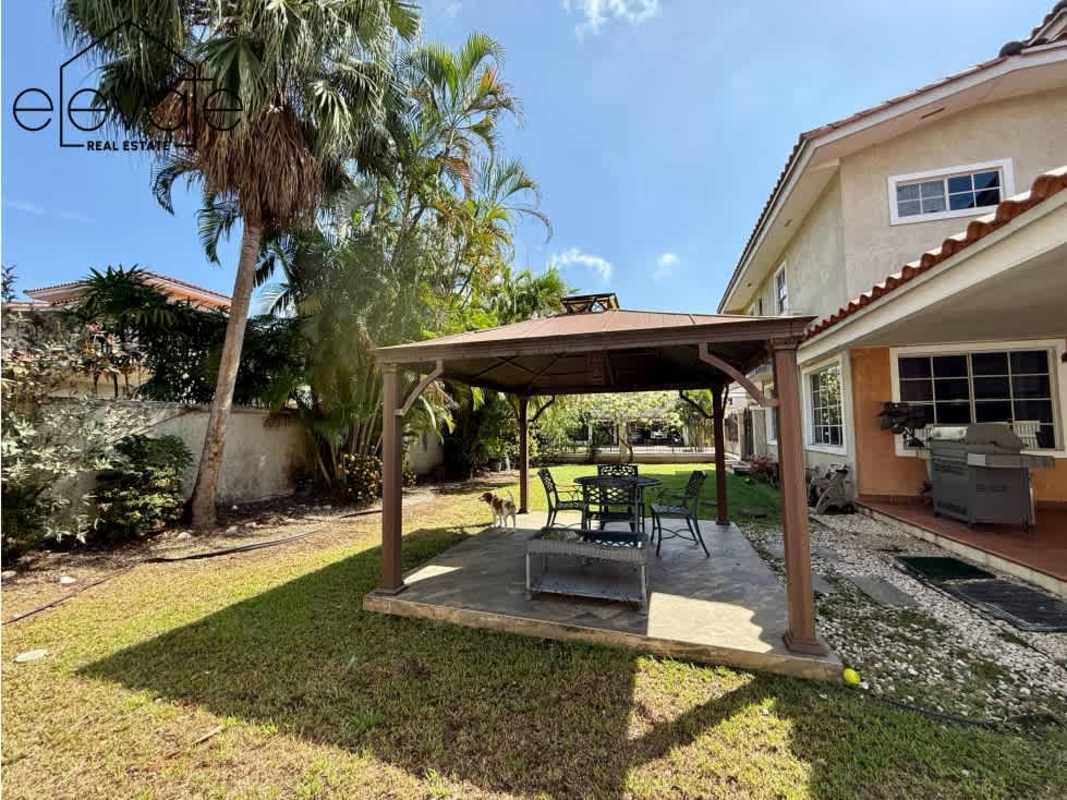 Covered terrace and backyard gazebo perfect for outdoor entertaining in Costa Bella Costa del Este