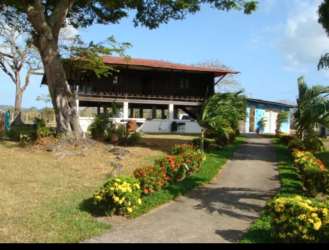Swimming pool amid tropical gardens at recreation finca rental in Chame Panama