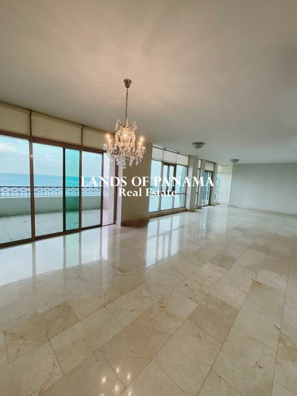 Spacious enclosed kitchen with granite countertops, modern appliances, and city view PH Pacific Point Punta Pacifica Panama