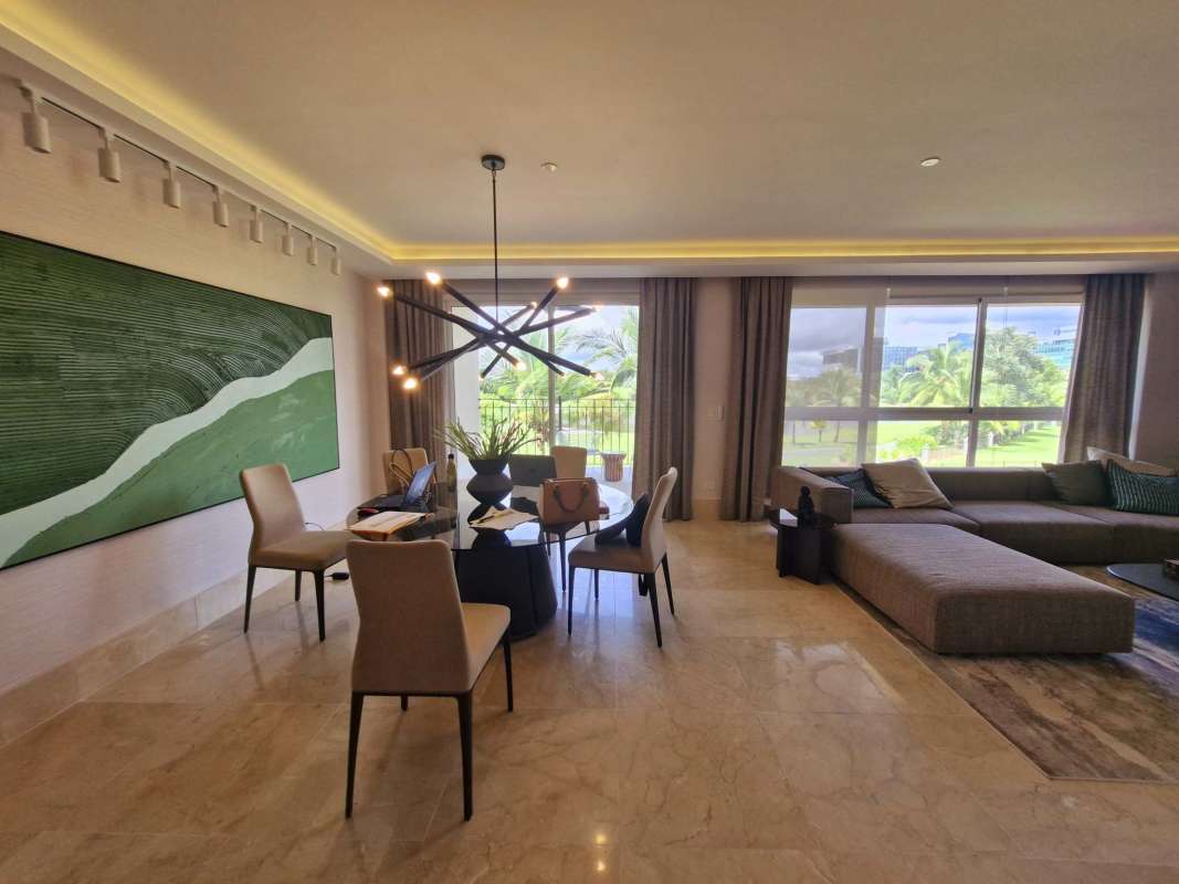 Elegant master bedroom featuring lake views and dual walk-in closets in The Reserve Santa Maria Panama