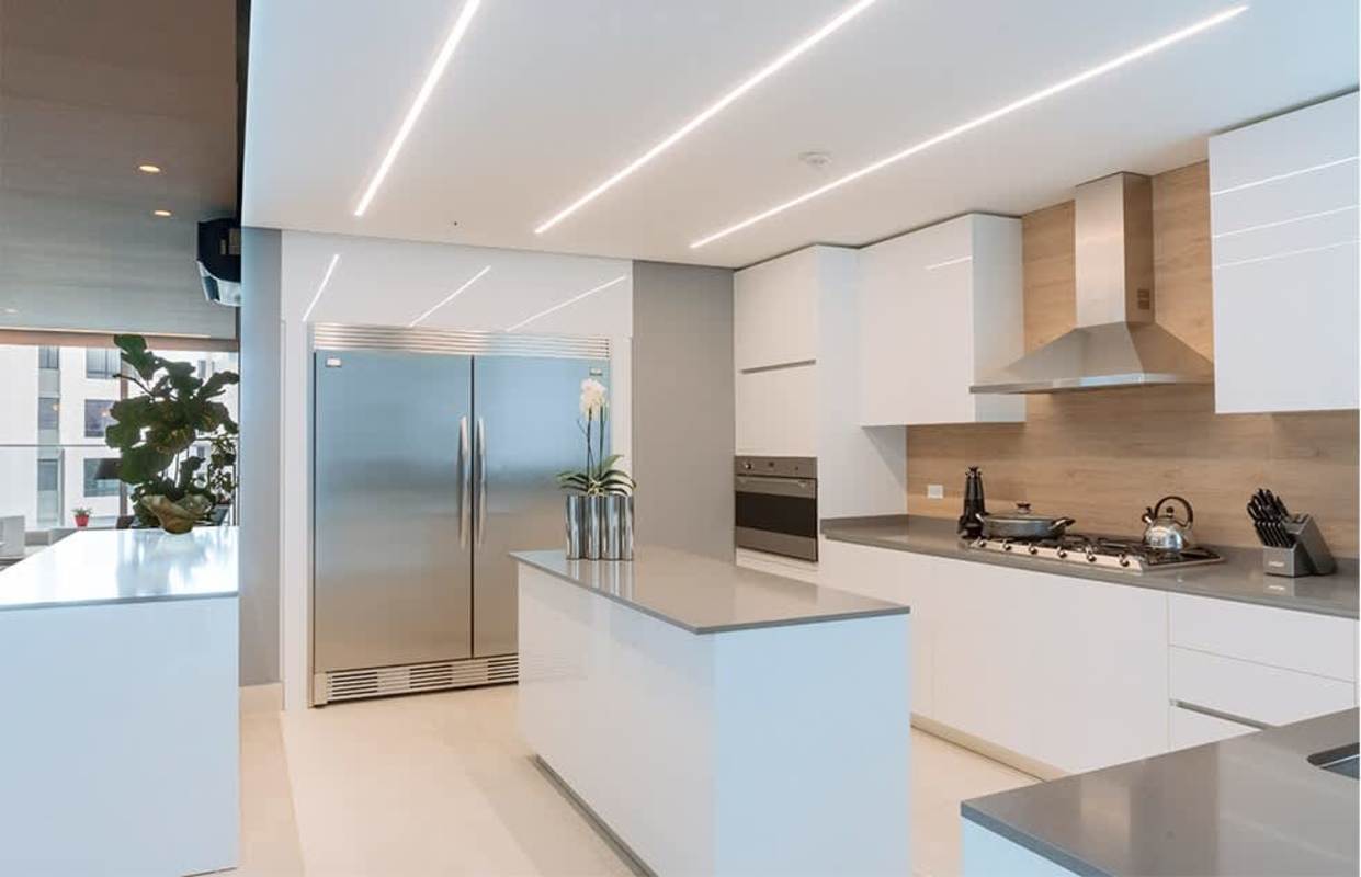 Modern bathroom with glass enclosed shower and vanity at PH Riviera del Golf Coco del Mar