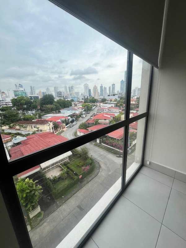 View overlooking Panama City skyline from apartment window at PH Coco Place Coco del Mar