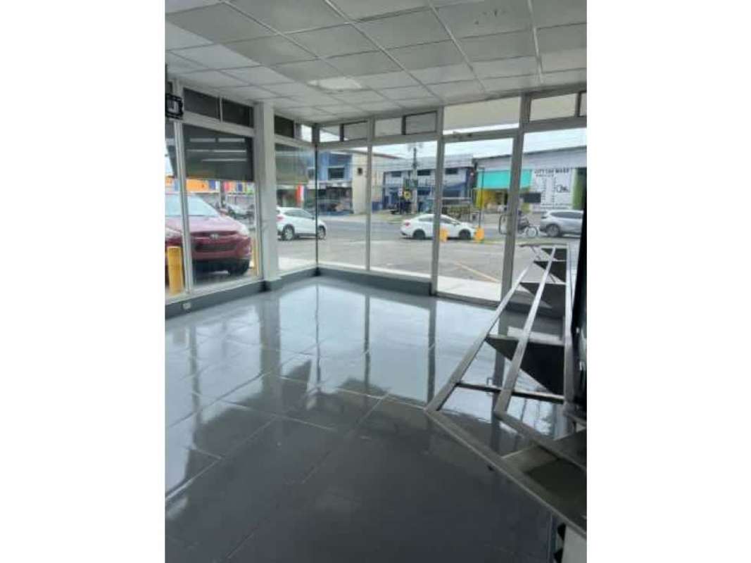 Spacious commercial space with tiled floor and large windows corner Llano Bonito Panama