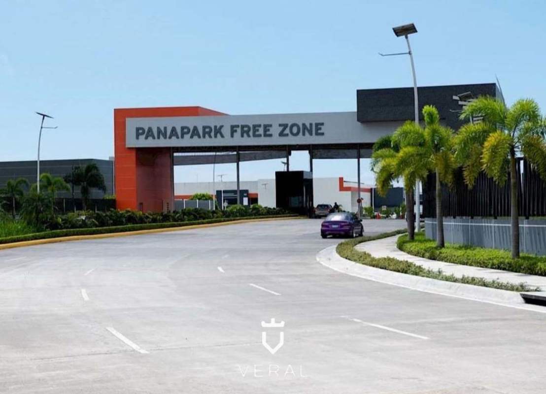 Aerial overview of multiple warehouses and roads inside Panapark Free Zone Tocumen Panama