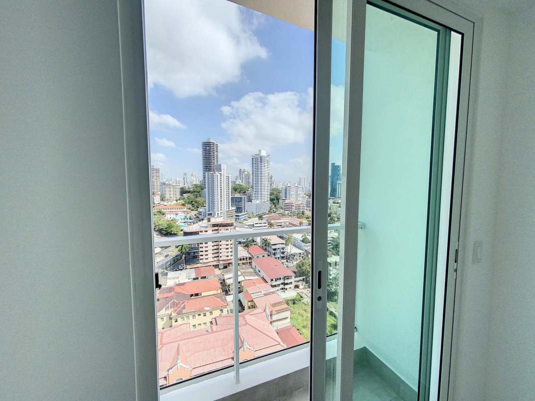 Balcony overlooking skyline from PH Botánico apartment in Panama