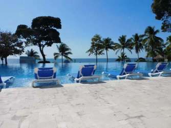 Infinity pool overlooking Pacific Ocean at Bijao Beach Resort Panama