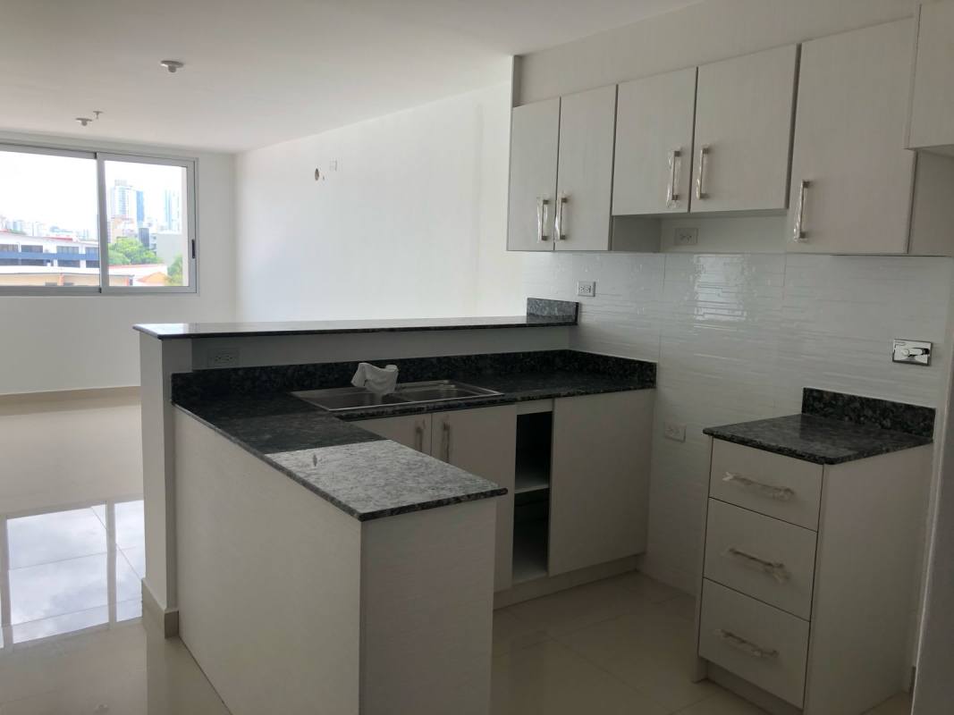 Kitchen with granite countertops and window view in PH Casa Gálvez Calidonia Panama