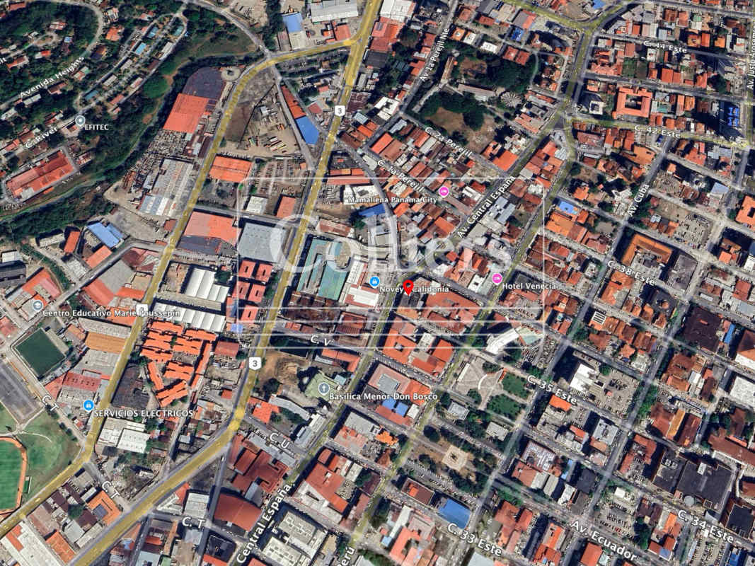 Aerial cityscape showing PH Exposition Center Calidonia Panama City for sale