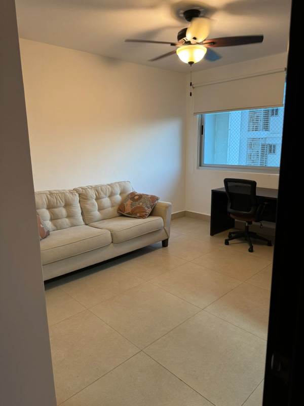 Spacious open-plan living and dining area with city views PH Titanium Costa del Este