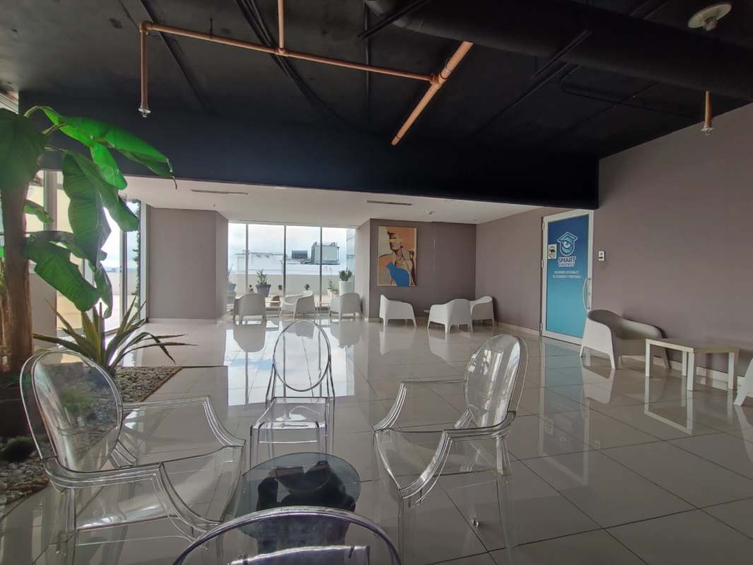 Modern spacious lounge lobby area in commercial tower Panama City