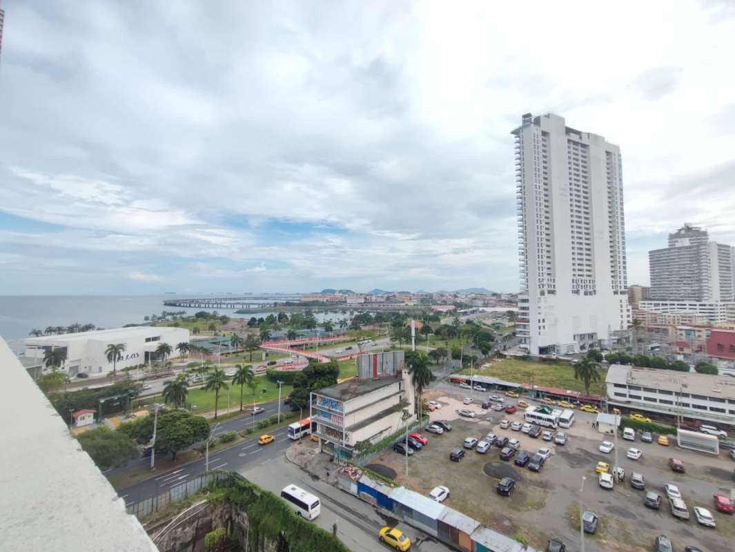 Waterfront panoramic skyline city view from office tower Panama