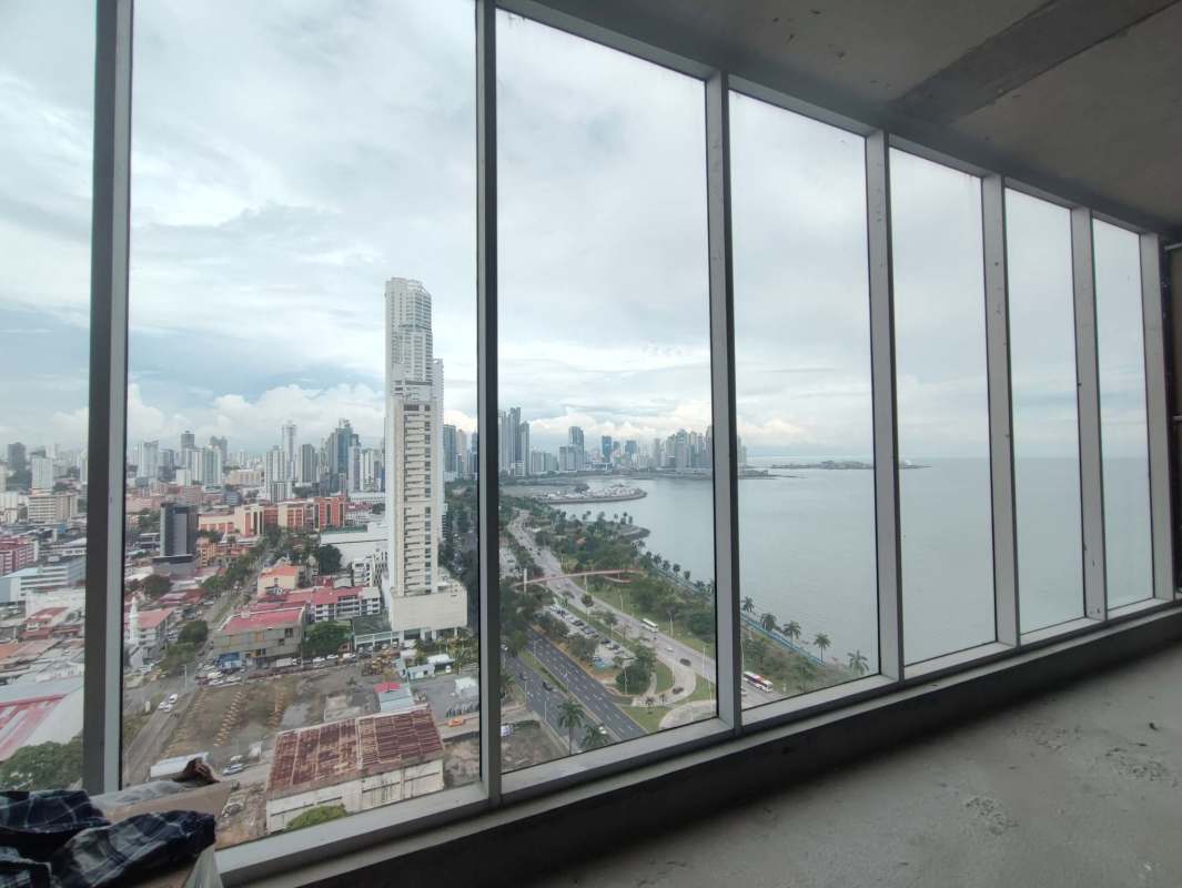 Corner shell office space sea and skyline views Panama City