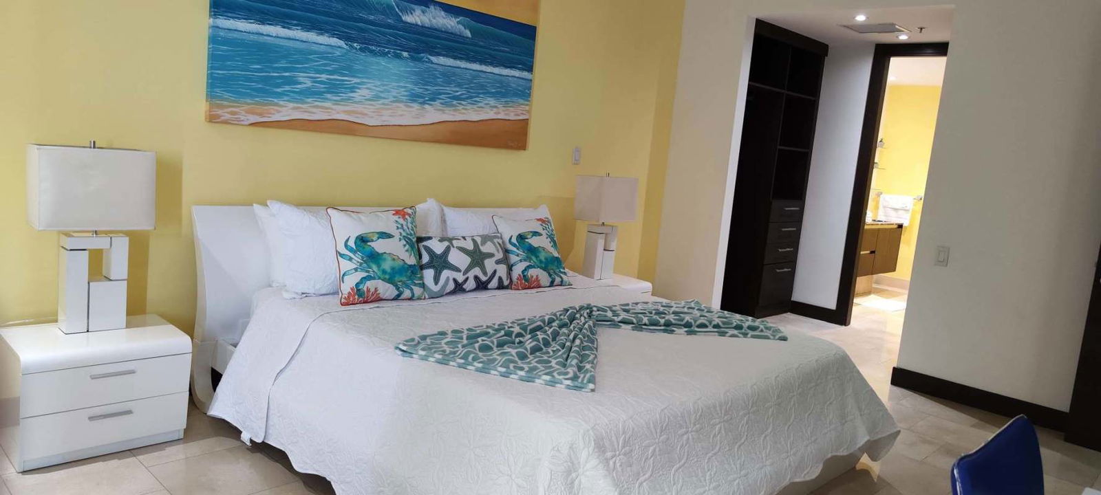 Contemporary kitchen with premium finishes at oceanfront condo PH The Ocean Club Panama