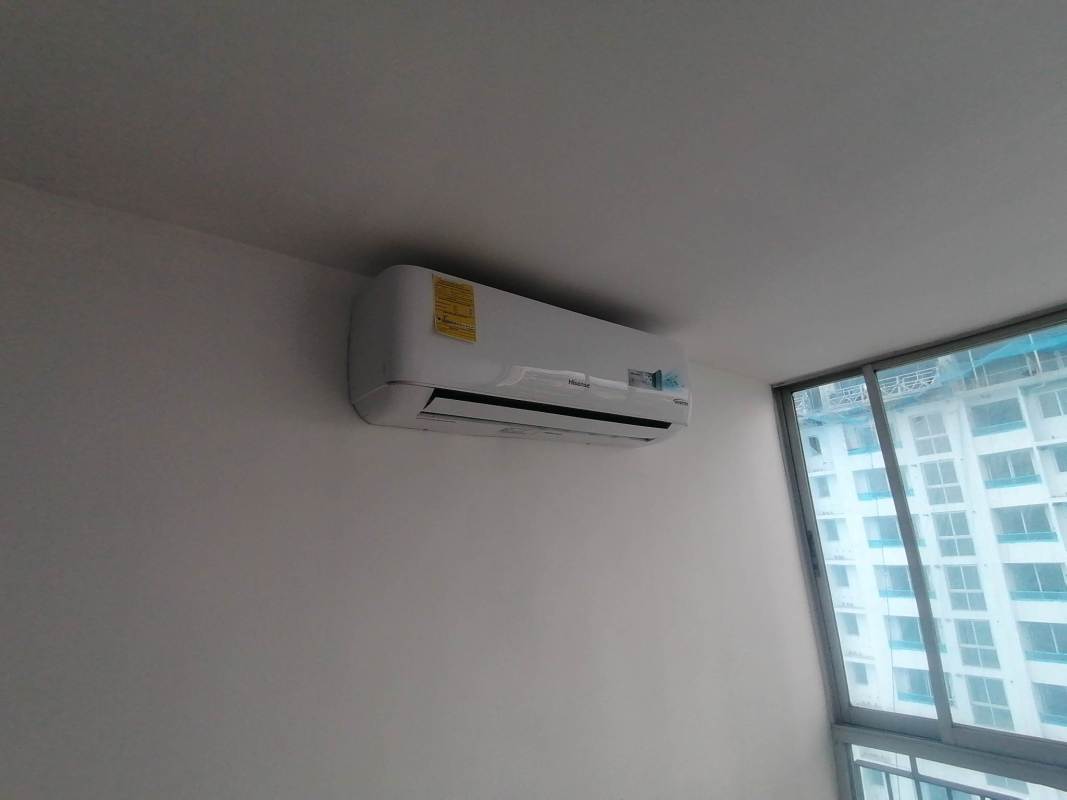 Open concept living dining room with AC panoramic windows in PH Alsacia Tower Panama City