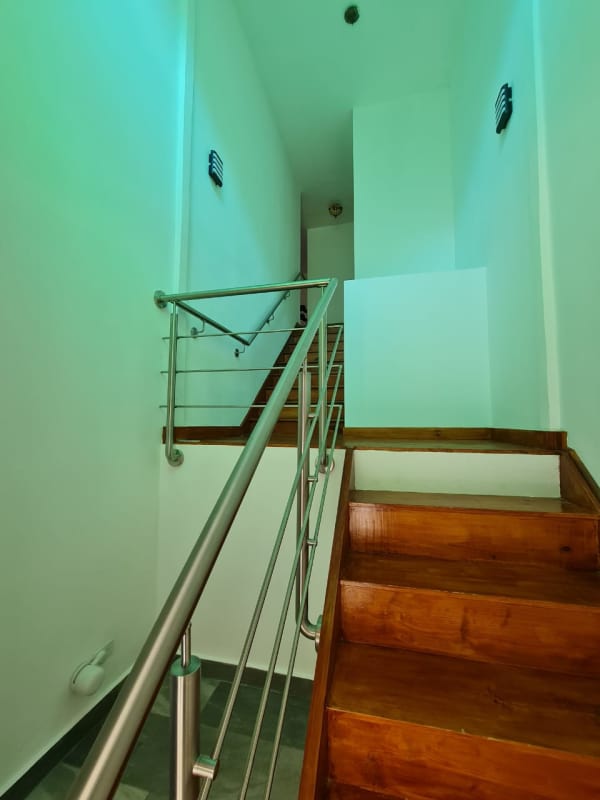 Laundry with washer dryer and storage Clayton Panama rental house