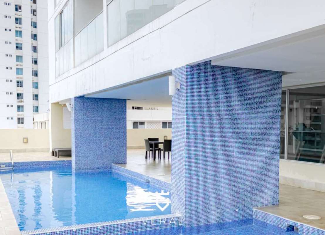 Swimming pool area with ocean views at PH Pacific Sea apartment tower Punta Pacifica Panama