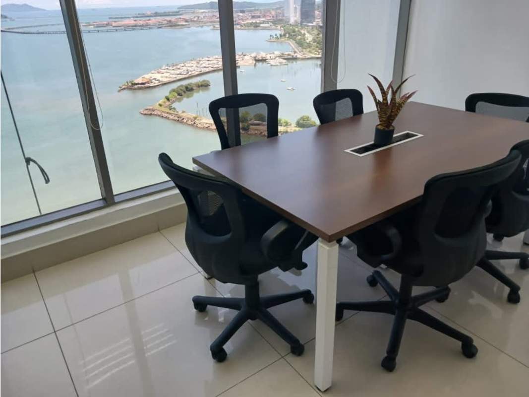 Modern meeting room with panoramic windows and ocean view PH BICSA Tower Panama