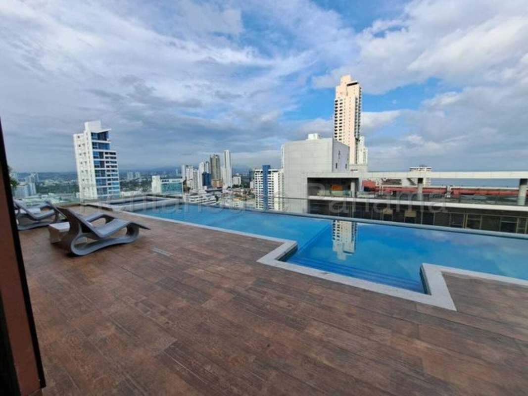 Rooftop infinity pool overlooking Panama City skyline in PH 25 San Francisco