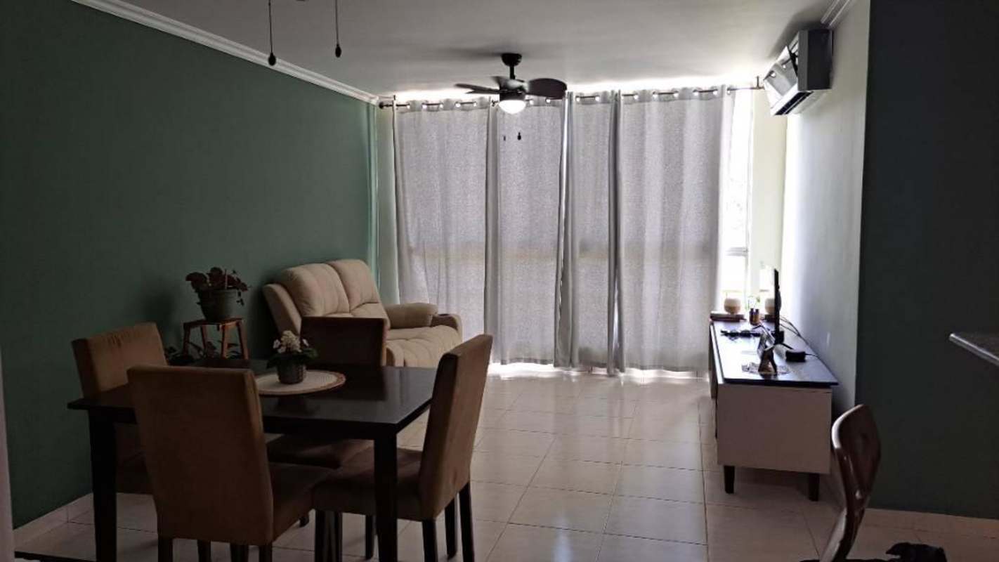 Living dining space with sofa, dining set, window with curtains in PH Mc Gregor Valley Clayton Panama