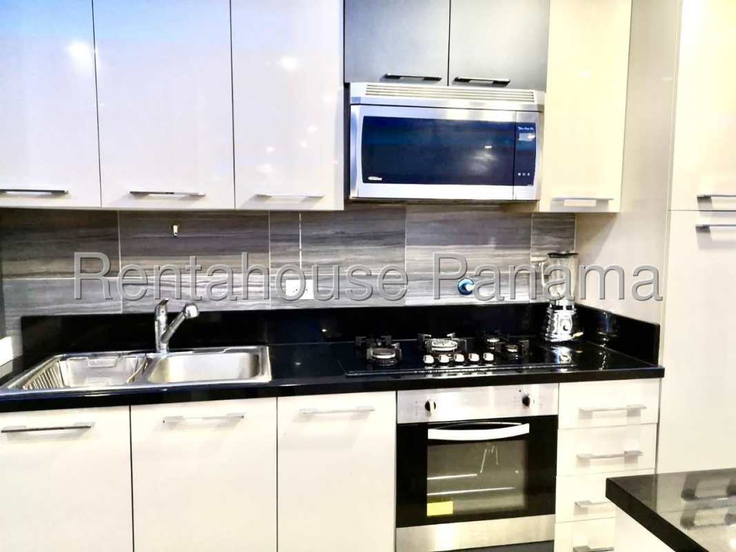 Multipurpose living space with LED lights and display cabinet in PH Obarrio Sky Tower Panama