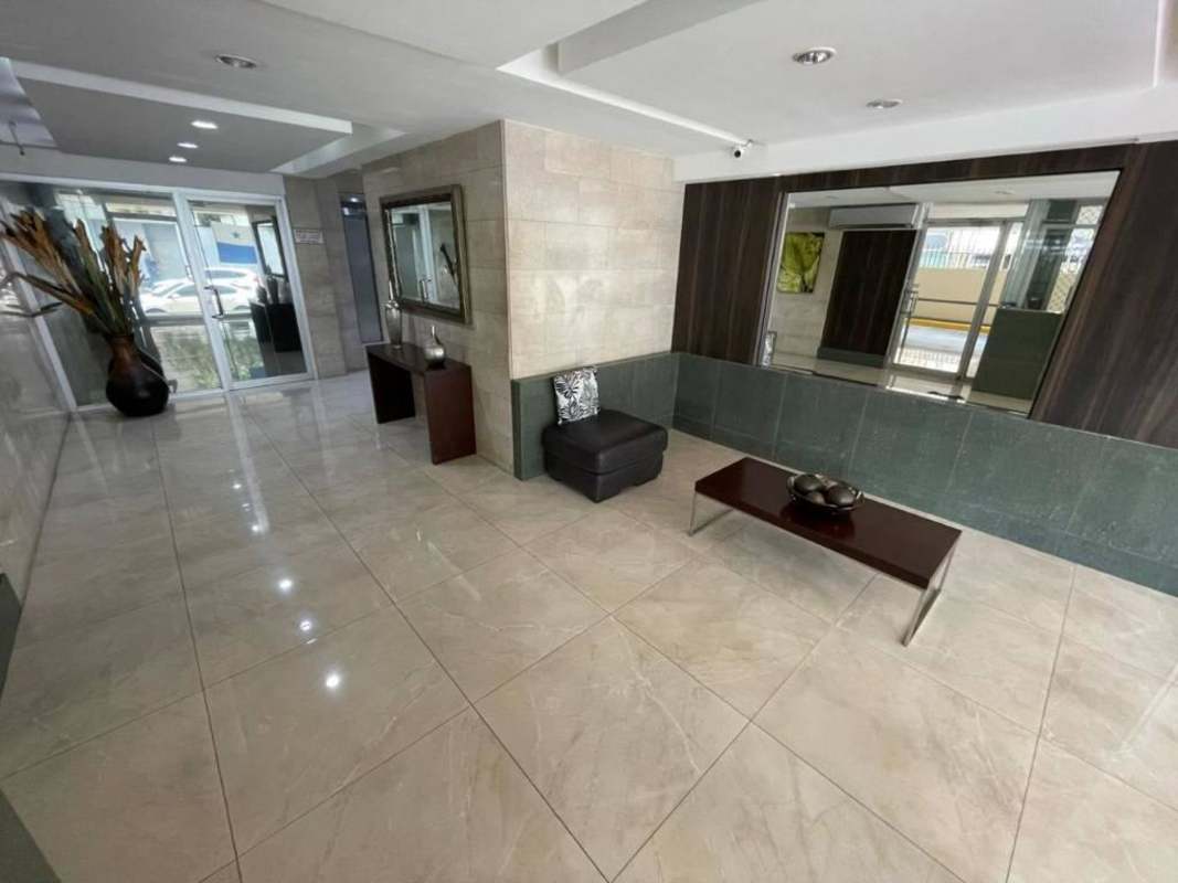 Elegant marble-floor lobby with glass entrance in PH Mónaco Obarrio Panama City