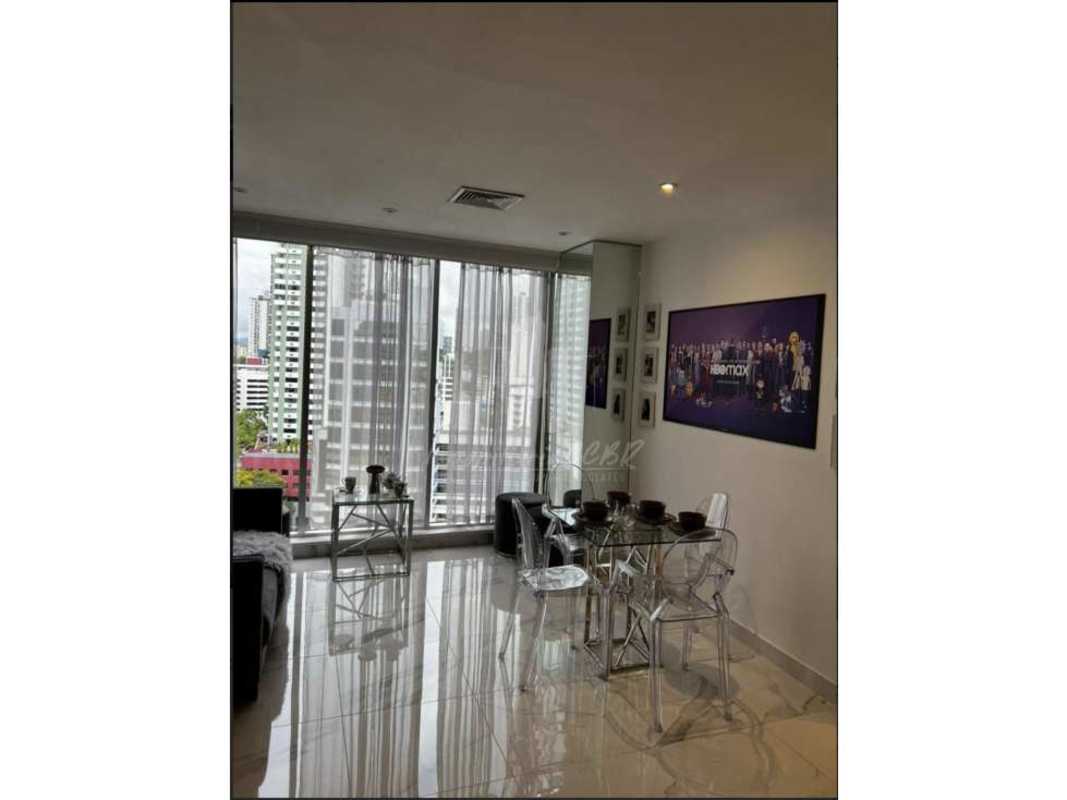 Renovated bathroom with marble tiles modern vanity in PH Amazonas Bella Vista Panama City