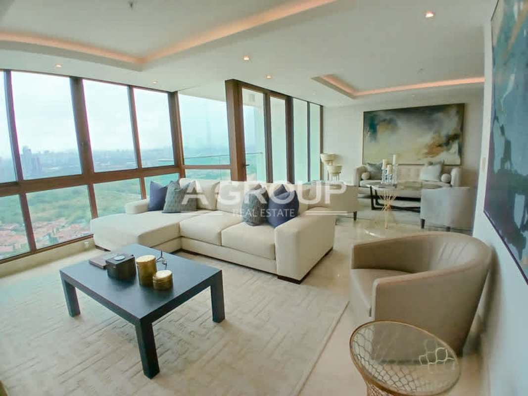 Luxury condo spacious living dining room floor-to-ceiling views The Colonial Panama