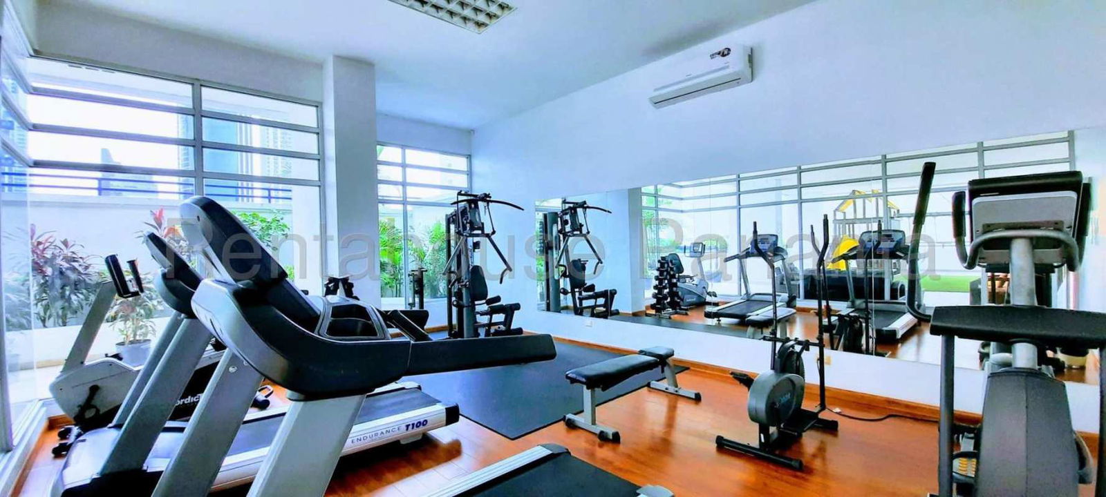 Bright ceramic tiled living room in PH Costa del Este apartment for sale Panama City