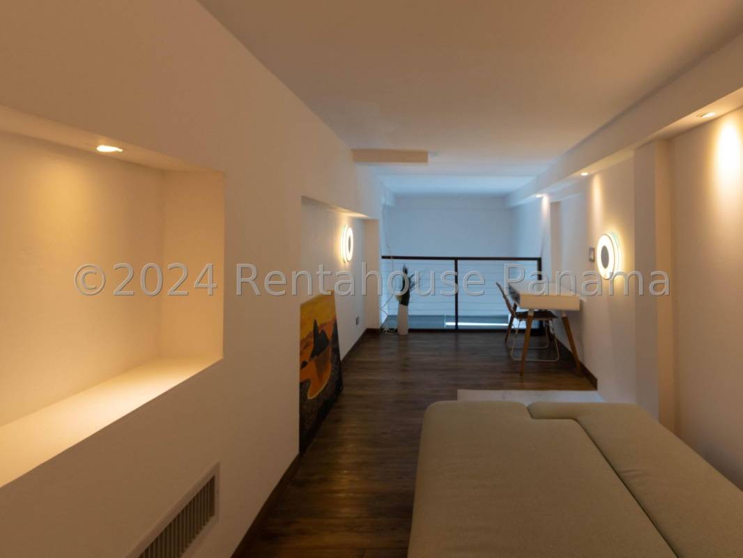 Contemporary kitchen with built-in appliances and window ocean views PH Destiny Avenida Balboa Panama City