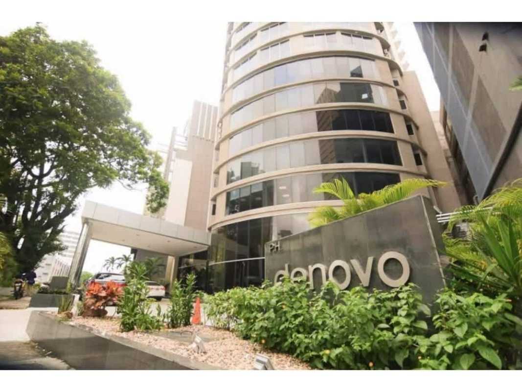 Open modern living room with large windows city view in PH Denovo Obarrio Panama City