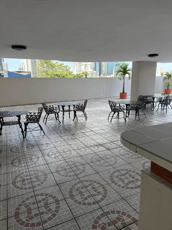Balcony with metal railings and city skyline panorama PH Arrecife Punta Pacífica Panama