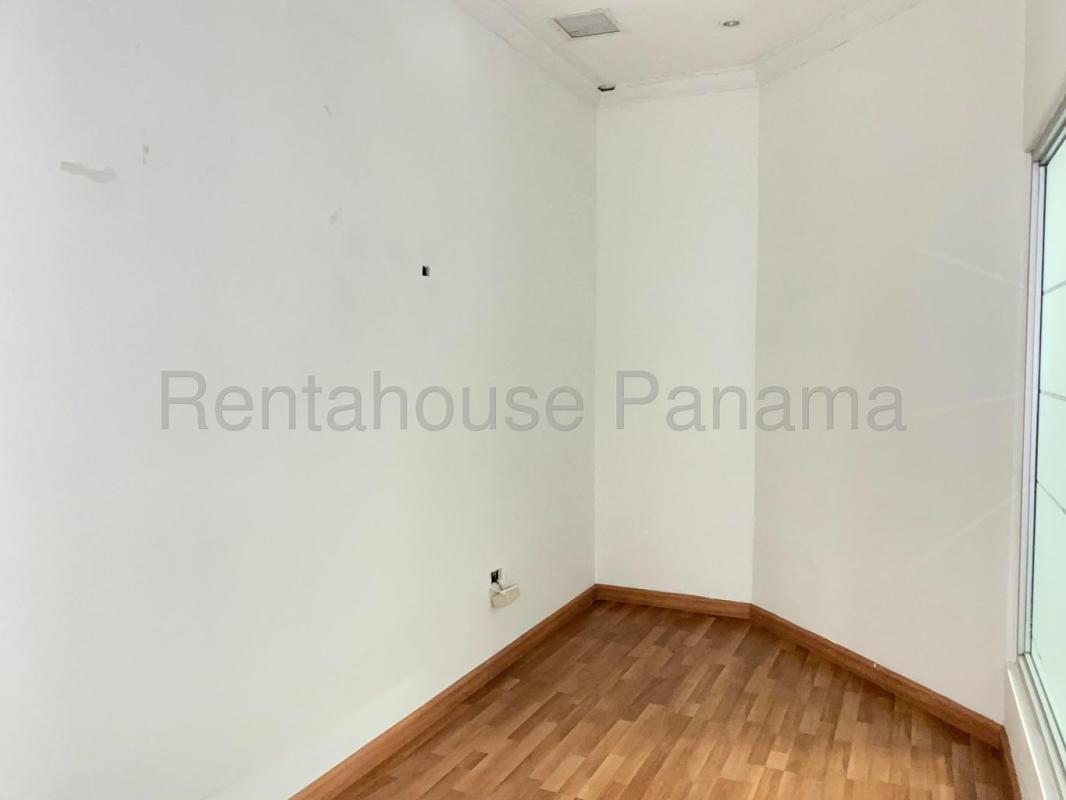 Empty private office room with large window city views Ocean Business Plaza Panama City