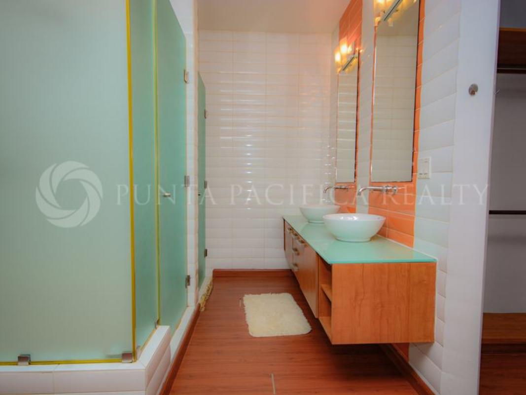 Modern spiral staircase loft double height living area ocean views PH Loft 4-41 Panama