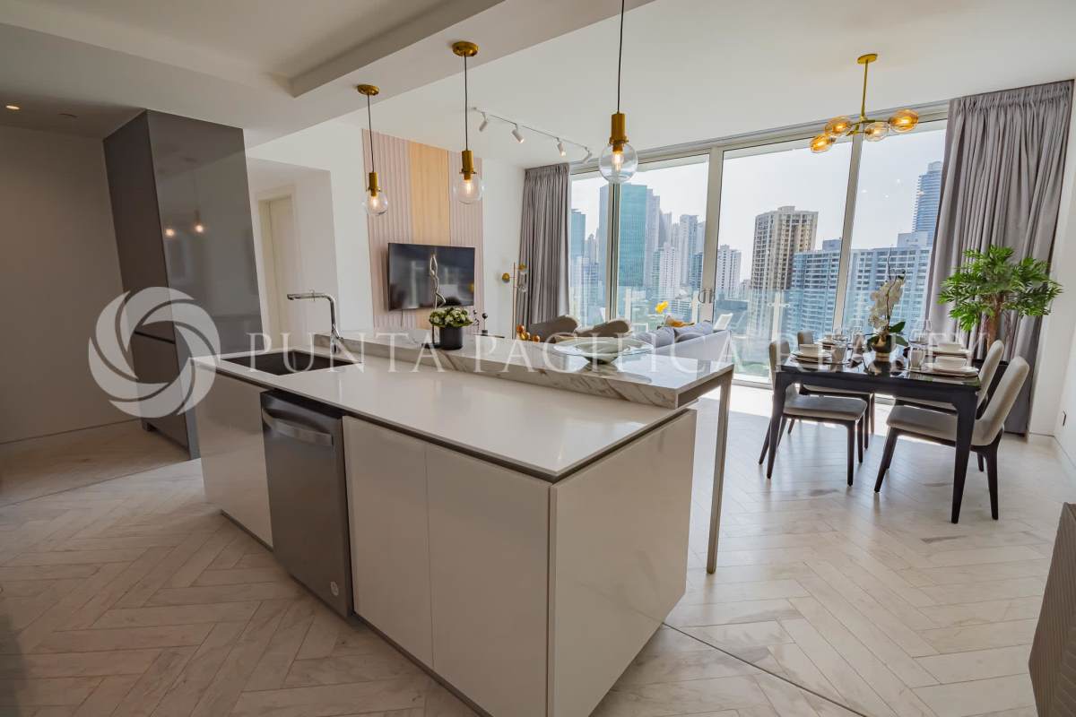 Fully equipped kitchen with marble counters & appliances at Wanders & Yoo Panama City