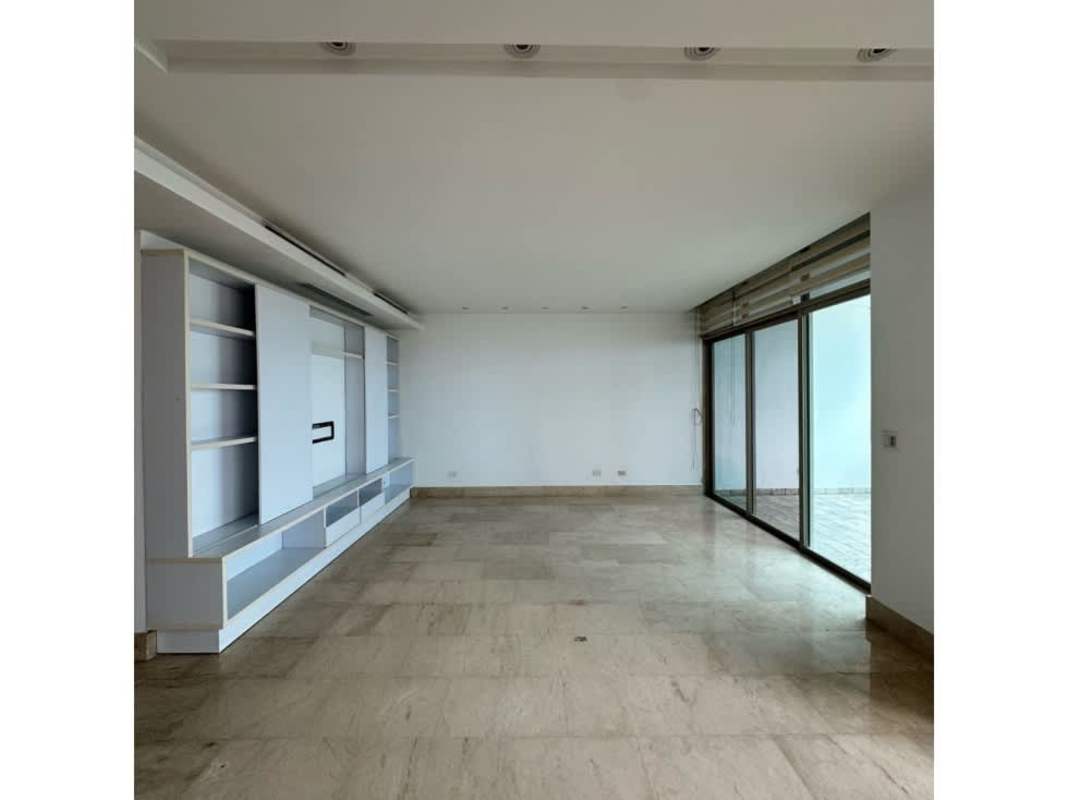 Modern dining room condo large windows ocean skyline PH Pacific Point Panama