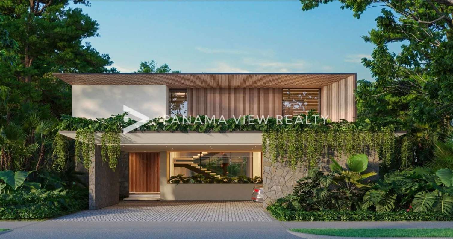 Architectural blueprint contemporary custom home with pool terrace Santa Maria Golf Panama