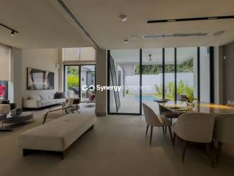 Bright bedroom with large window and built-in closet in Panama Pacifico house for sale