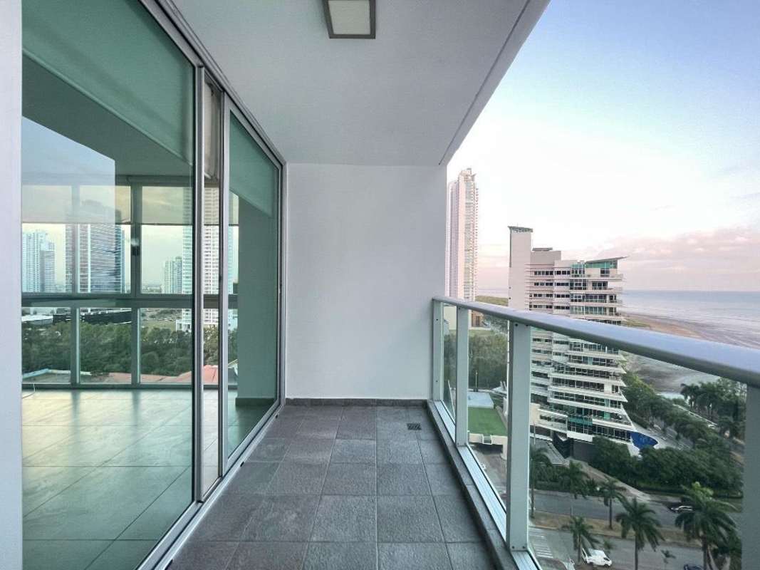 Modern bathroom with glass shower enclosure and sleek tilework in PH Lumiere Costa del Este Panama